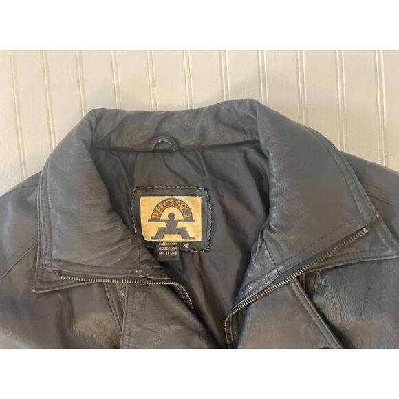 VINTAGE Phase 2 Leather Jacket Mens XL Black Bomber Riding Motorcycle Phase 2 - Picture 7 of 13